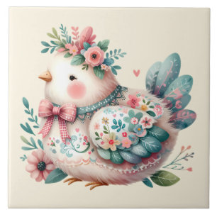 Carreau Oiseau folklorique floral au charme Pastel Boho