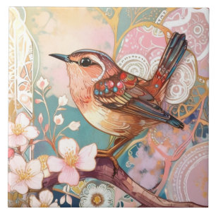 Carreau Oiseau mignon Art Nouveau Déco Inspo Floral