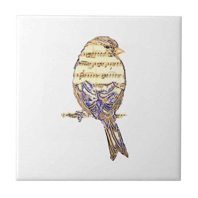 Carreau Oiseau mignon avec des notes de musique Personnali (Devant)
