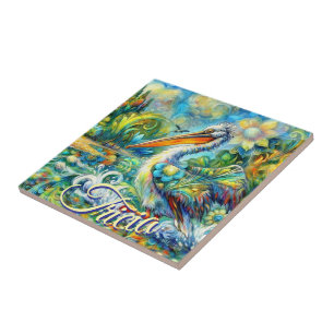 Carreau Oiseau pélican au pays des merveilles Floral Perso