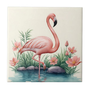 Carreau Oiseau rose Flamant rose
