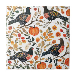 Carreau Oiseaux aquarelle terreux vibrants - Flair bohémie