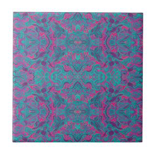 Carreau Oiseaux Arabesque Bohème Turquoise Purple Fuchsia