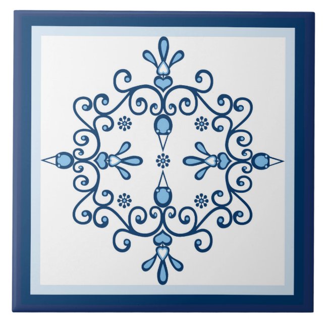 Carreau Oiseaux bleus oiseaux bleus et blancs sur blanc (Devant)