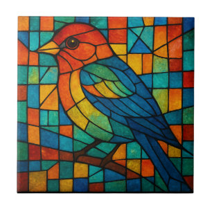 Carreau Oiseaux colorés de la nature Verre tendu