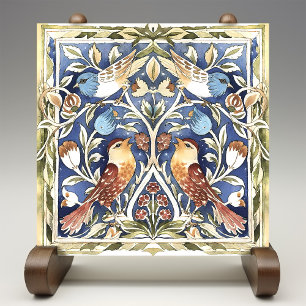 Carreau Oiseaux colorés et fleurs - Arts et artisanat
