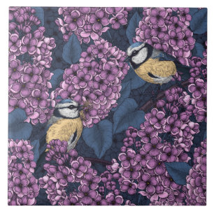 Carreau Oiseaux dans le jardin violet lilas
