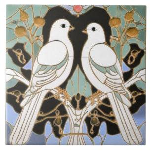 Carreau Oiseaux de colombes Art Nouveau Doves Oiseaux Art