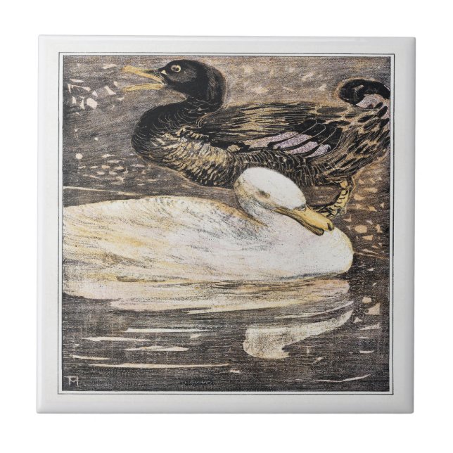 Carreau Oiseaux Deux Canards Art Victorien (Devant)