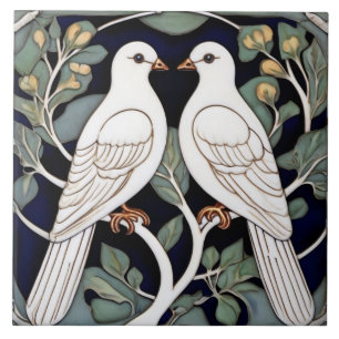 Carreau Oiseaux Doves Blanches Oiseaux Art Nouveau Dove Oi
