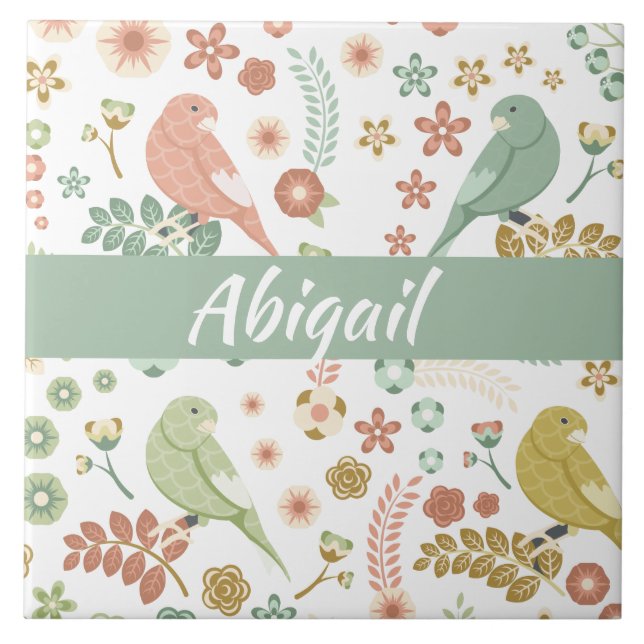 Carreau Oiseaux et Branches Délabrés Personnalisés (Devant)
