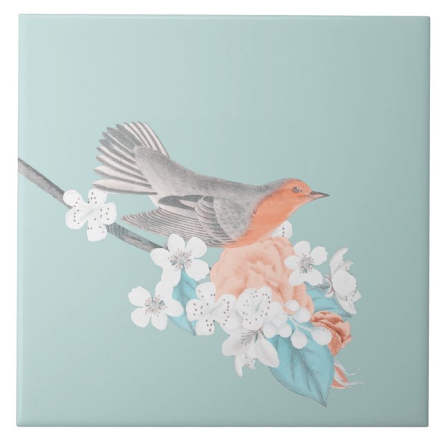Carreau Oiseaux et fleurs (Devant)