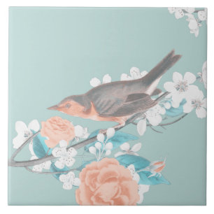 Carreau Oiseaux et fleurs