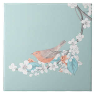 Carreau Oiseaux et fleurs