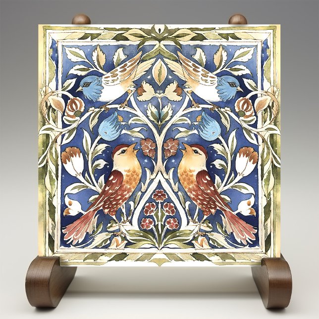 Carreau Oiseaux et fleurs colorés Arts et artisanat (Créateur téléchargé)