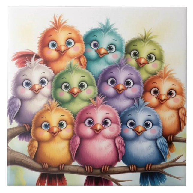 Carreau Oiseaux fantaisistes mignons (Devant)