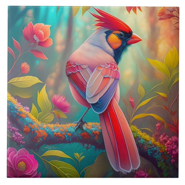 Carreau Oiseaux Fantastiques Cardinal Mâle (Devant)