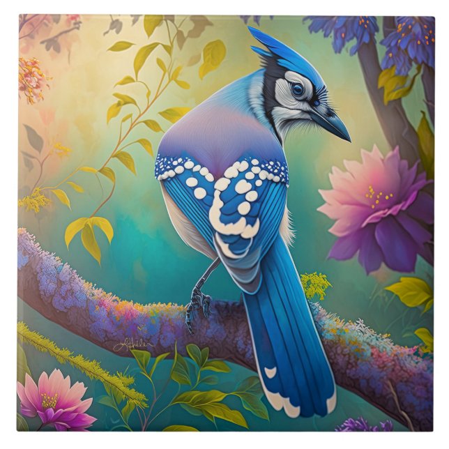 Carreau Oiseaux Fantastiques Geai Bleu (Devant)