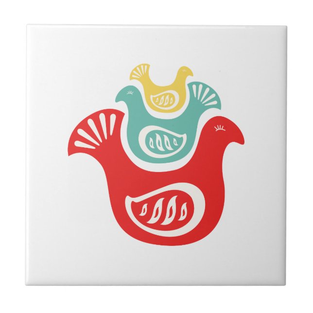 Carreau Oiseaux folkloriques scandinaves (Devant)