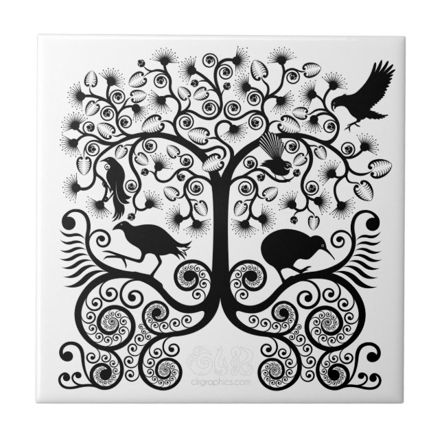 Carreau Oiseaux indigènes de NZ - petite tuile (Devant)