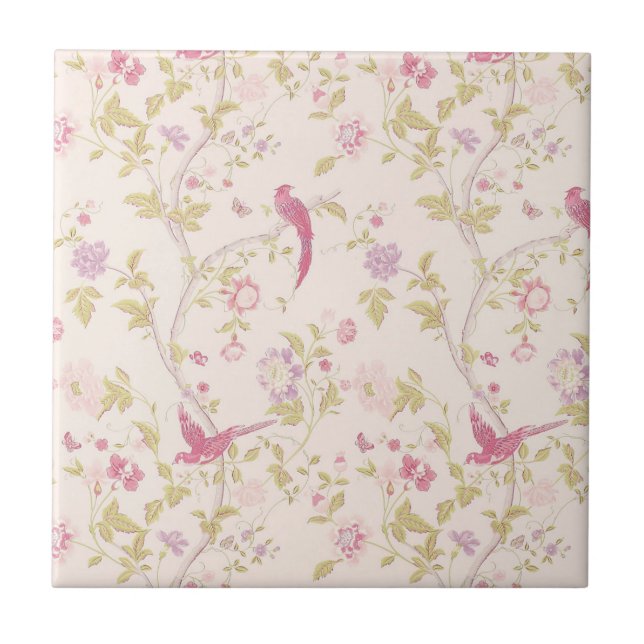 Carreau Oiseaux orientaux et branches Conception de carrea (Devant)