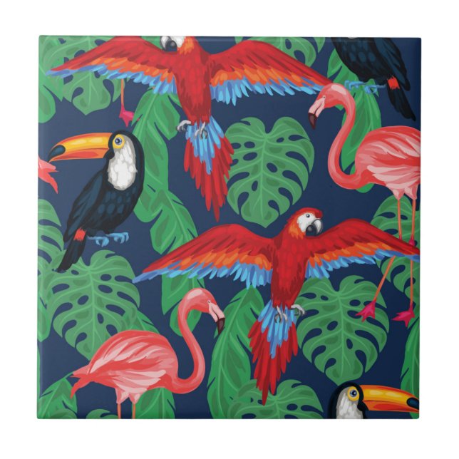 Carreau Oiseaux Tropicaux Aux Couleurs Lumineuses (Devant)