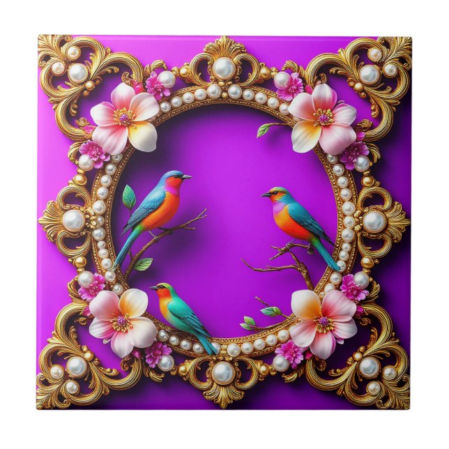 Carreau Oiseaux Vibrants Posés (Devant)