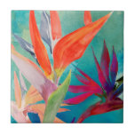 Carreau Oiseaux vivants du paradis<br><div class="desc">"Vivid Birds of Paradise" par Jennifer Paxton Parker. Caractéristiques Oiseaux de Paradis fleurs dans des couleurs vives et vives.</div>
