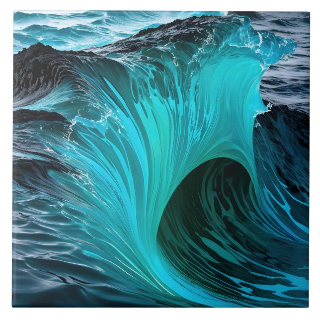 Carreau "Ola Tiburón" Vague de requin bleu (Devant)