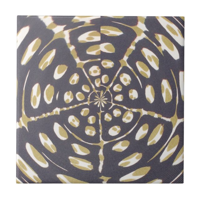 Carreau Olive Green Polka Point Radial Motif Art Imprimer (Devant)