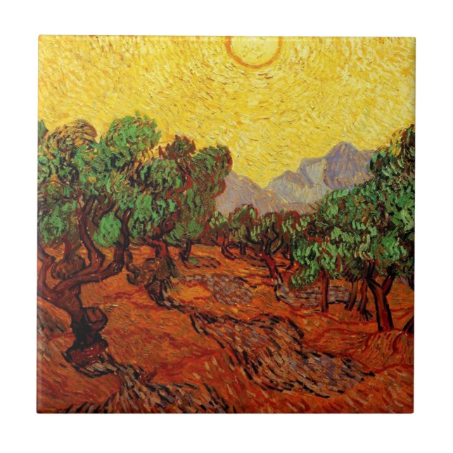 Carreau Olive Trees with Yellow Sky and Sun (Devant)