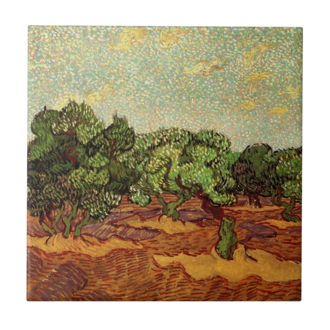 Carreau Oliveraie, ciel bleu pâle de Vincent van Gogh (Devant)