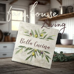 Carreau Olivier rustique & Branches Bella Cucina Brown<br><div class="desc">Bella Cucina Bouquet d'olive d'aquarelle rustique de branches & feuilles. Script Brown. Mélangez et faites correspondre d'autres tuiles dans ce même thème de coordination pour créer votre look parfait. 100% de satisfaction client avec "Zazzle" tous les jours.</div>