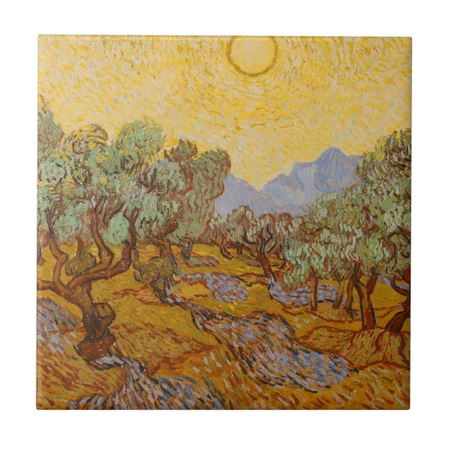 Carreau Oliviers de Van Gogh Ciel Soleil Jaune (Devant)