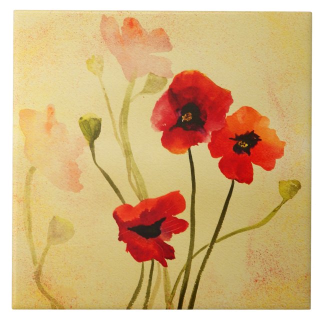 Carreau Ombres de pavot Mosaïque Unsigned Shower Accents & (Devant)