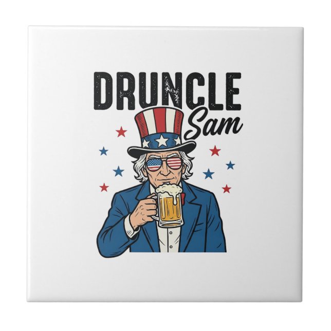 Carreau Oncle Sam drôle de conception vectorielle de bière (Devant)
