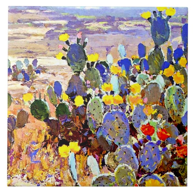 Carreau Onderdonk - Avec Cactus, peinture fine art (Devant)