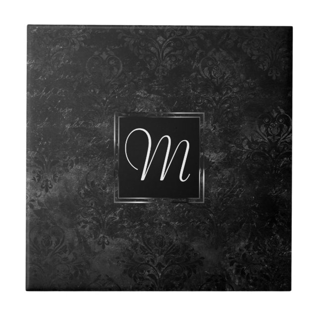 Carreau Onyx Black Velvet | Monogramme de hachage de table (Devant)