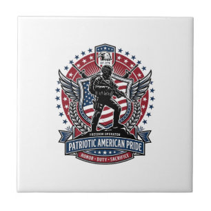 Carreau Opérateur de liberté patriotique silhouette insign