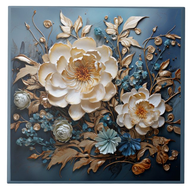 Carreau Or décoratif et bleu turquoise (Devant)