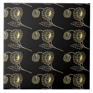 Carreau or et tournesols noirs nature art Motif
