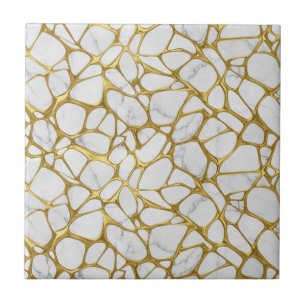 Carreau Or liquide de luxe motif marbre blanc