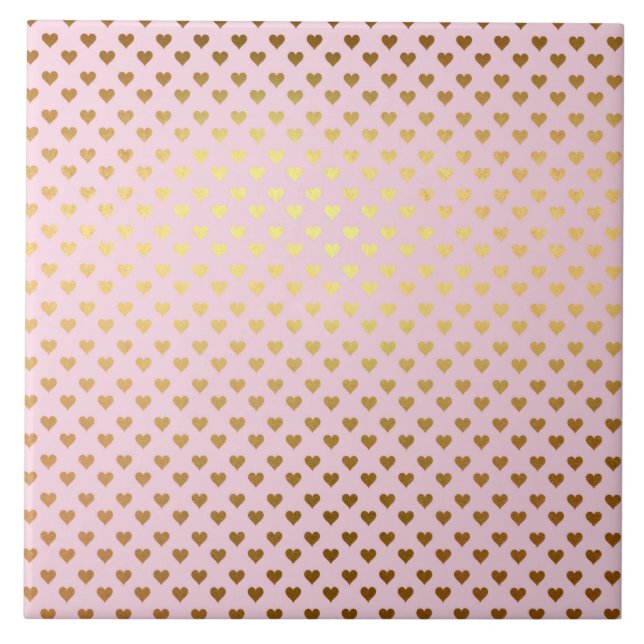 Carreau Or Métallic Foil Coeurs Aimer Rose Moderne (Devant)
