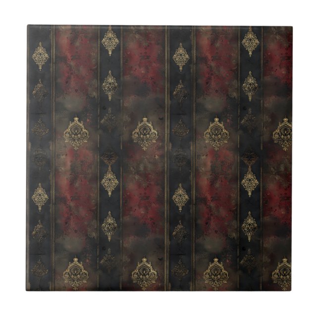 Carreau Or Persan Damask Noir Motif (4) (Devant)
