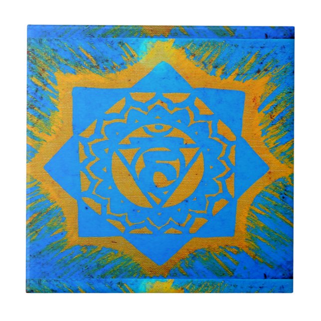 Carreau or sur symbole tantrique bleu (Devant)