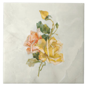 Carreau Or vintage et Roses Saumons sur Marble BG