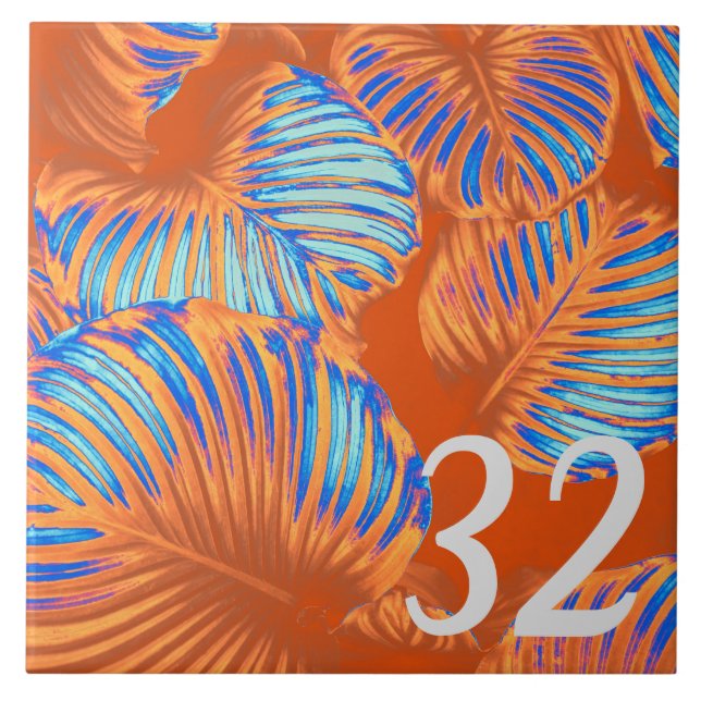 Carreau Orange brûlée et bleu électrique (Devant)