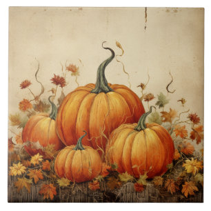 Carreau Orange Citrouille Russe Automne Thanksgiving