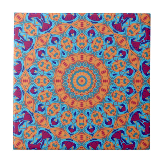 Carreau orange purple blue mandala pattern (Devant)