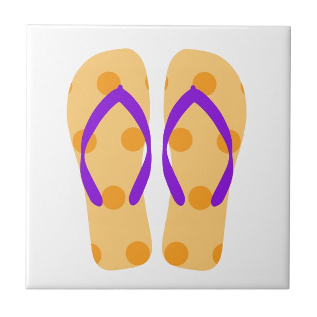 Carreau Orange Purple Summer Beach Flip Flops Carrelage cé (Devant)